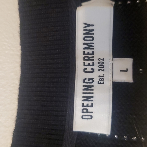 Opening Ceremony Black Silver Striped Long Sleeve Pull Over Wool Top L - Picture 7 of 10